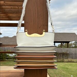 Chic Layered White and Brown Shoulder Bag